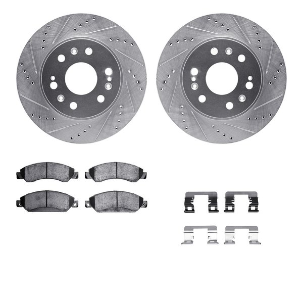 Dynamic Friction Co 7412-48035, Rotors-Drilled and Slotted-Silver w/Ultimate Duty Brake Pads incl. Hardware, Zinc Coated 7412-48035